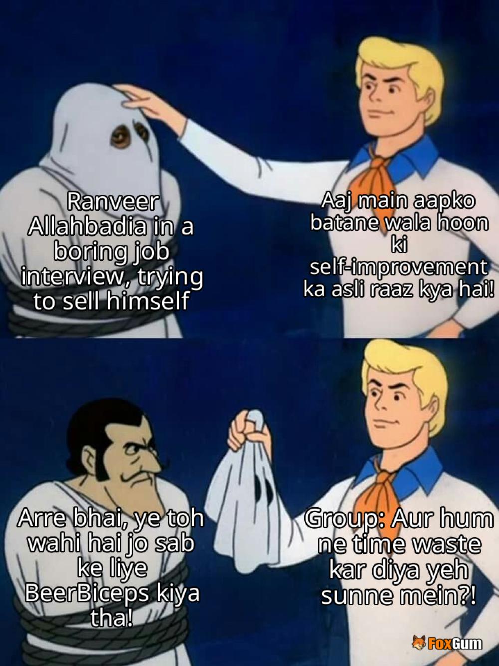 meme about Podcast, self-improvement, Ranveer Allahbadia, BeerBiceps