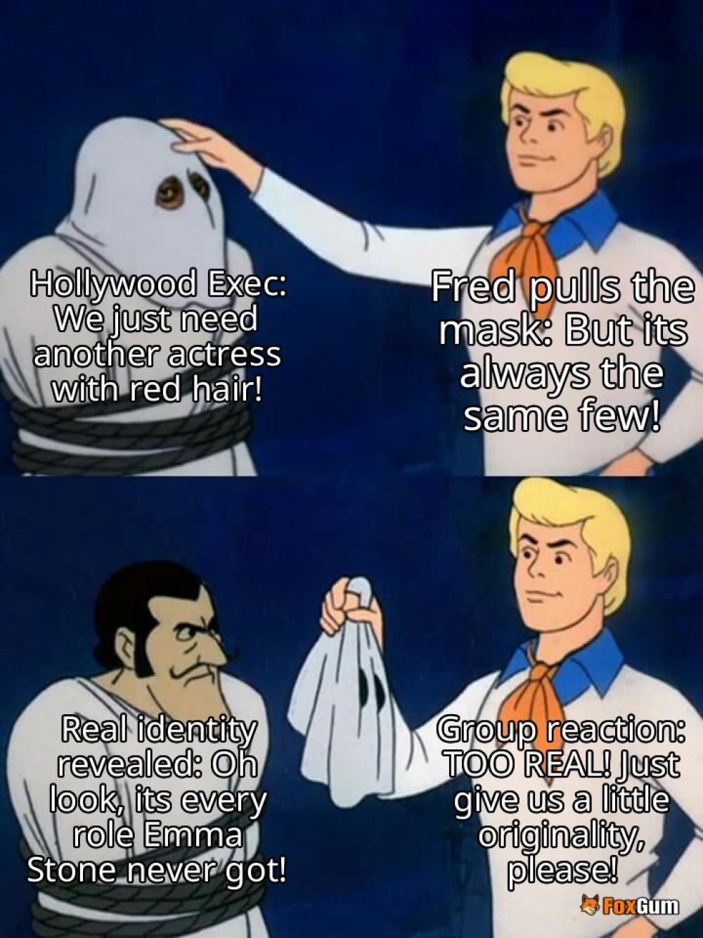meme about Hollywood, actresses, talent, red hair