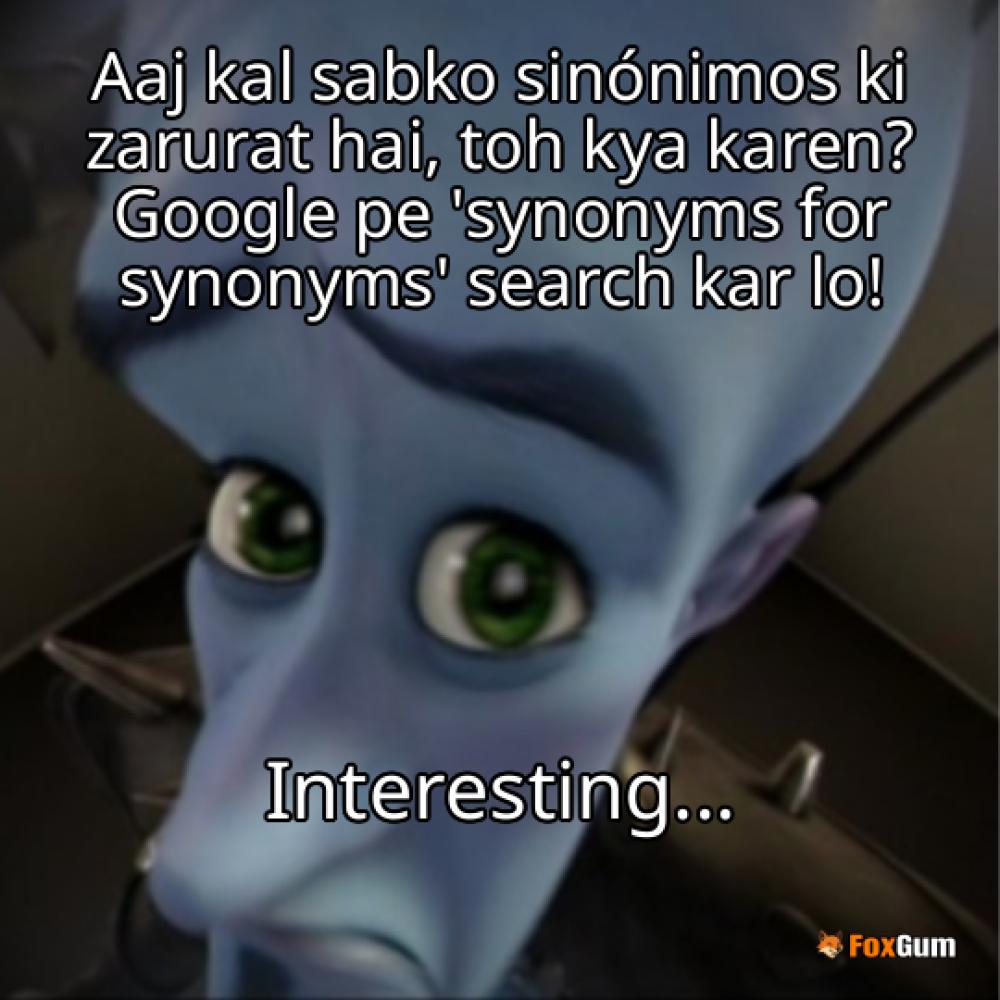 meme about sinónimos, lenguaje, ejemplos, palabras