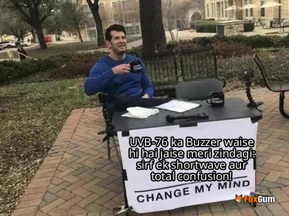 meme about mystery, UVB-76, shortwave radio, Buzzer