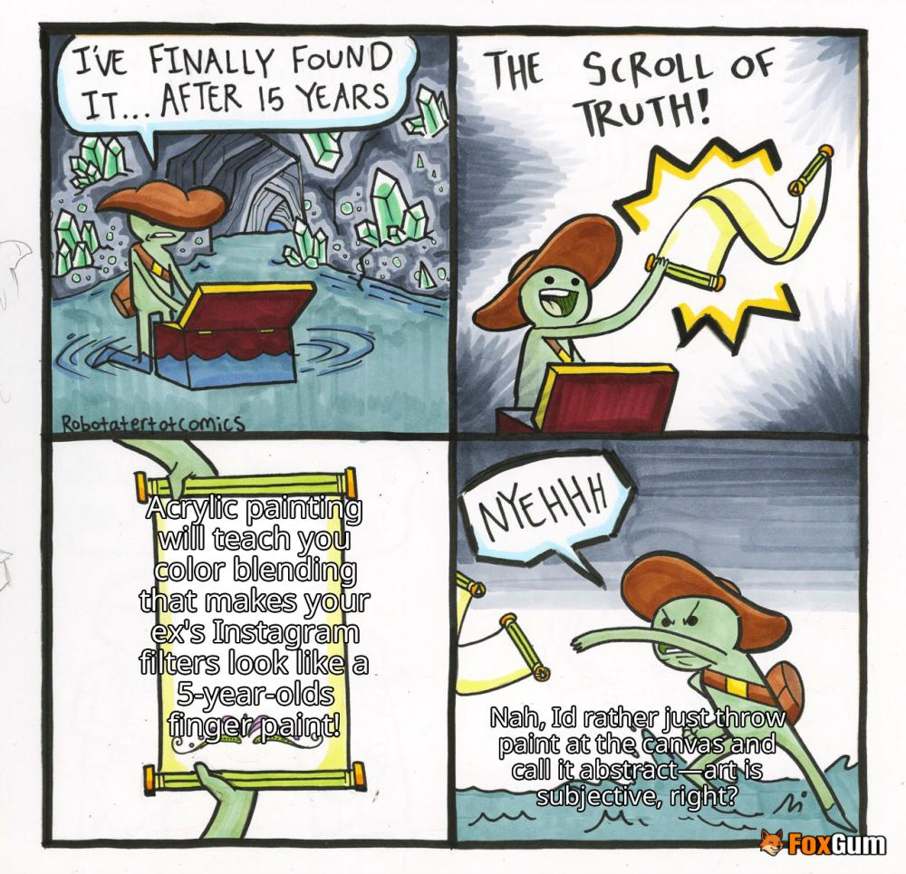 meme about painting techniques, acrylic painting, art tips, color blending