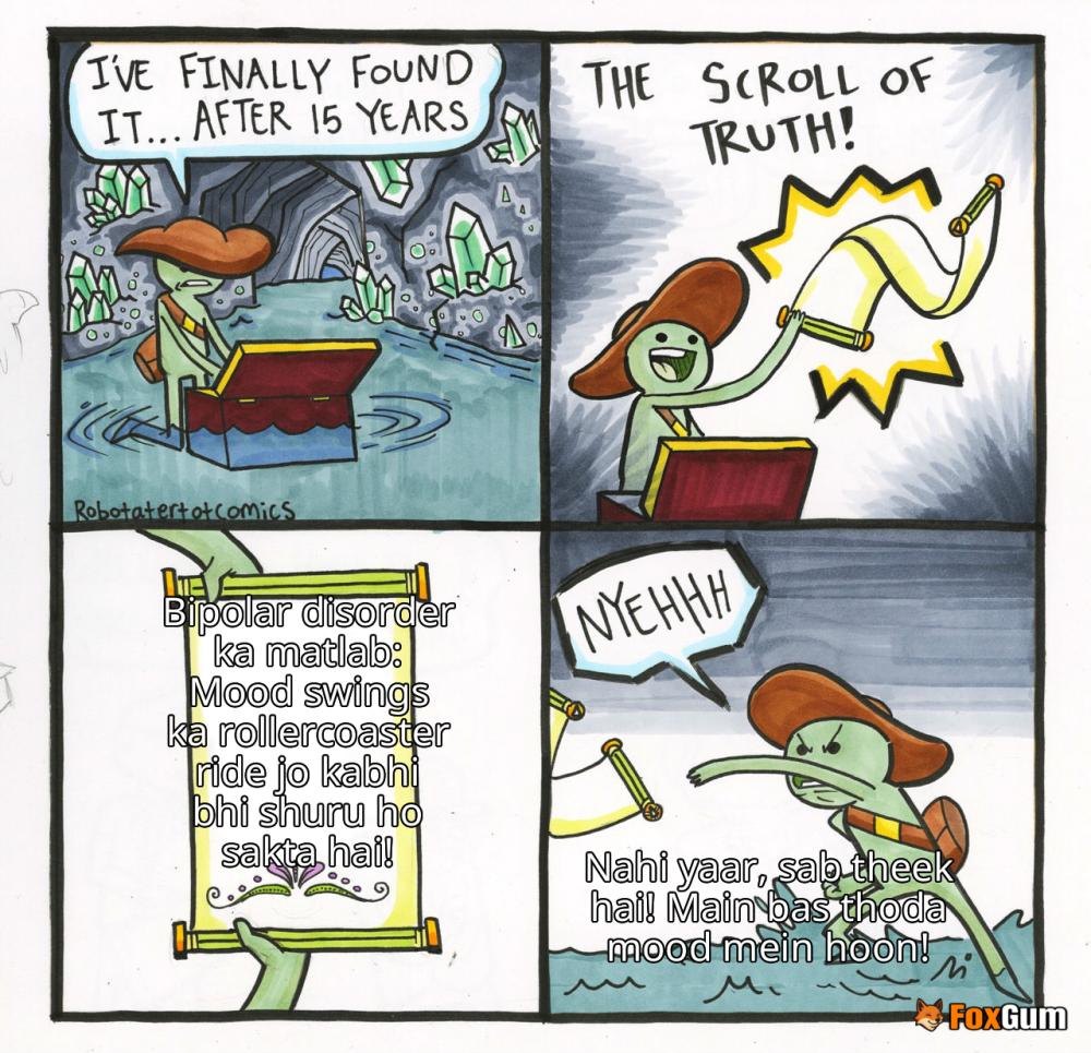 meme about mental health, bipolar disorder, mood swings, emotional stability