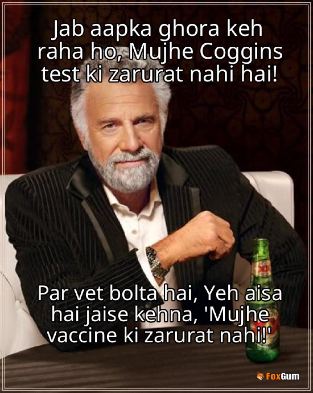meme about veterinary, Coggins test, horses, equine infectious anemia