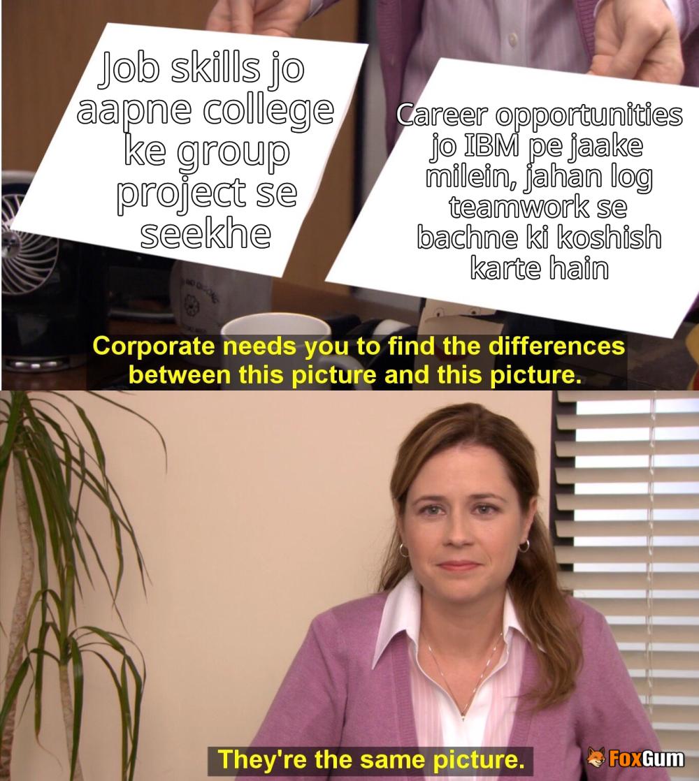 meme about job skills, career opportunities, IBM, entry-level
