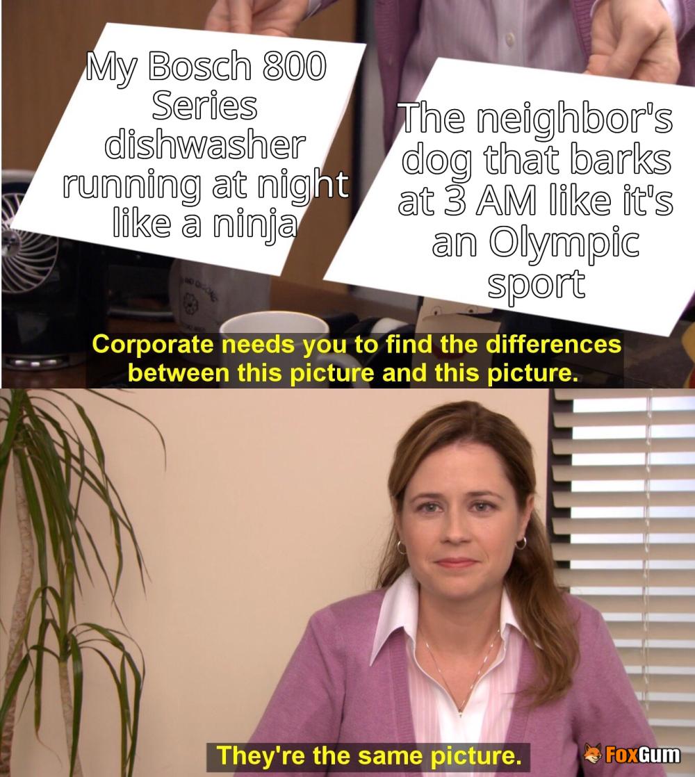 meme about home, Bosch, dishwasher, quiet