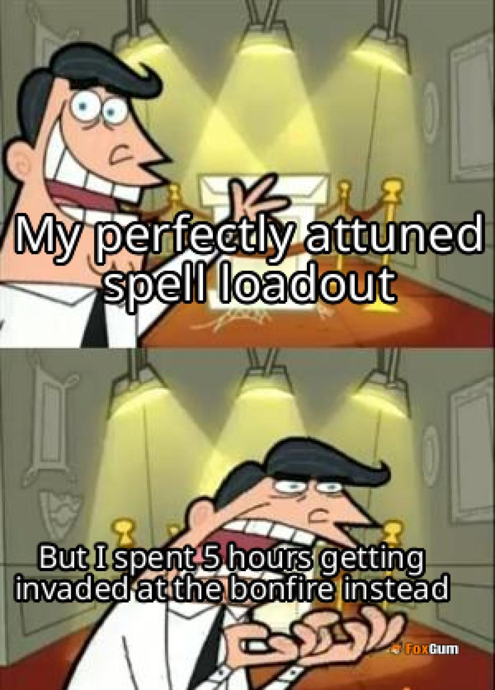 meme about Attunement, Dark Souls, spells, bonfires