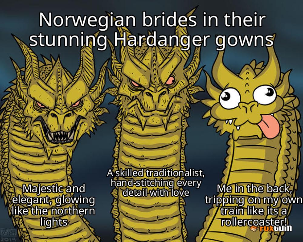 meme about Hardanger, bridal procession, Norwegian art, wedding tradition