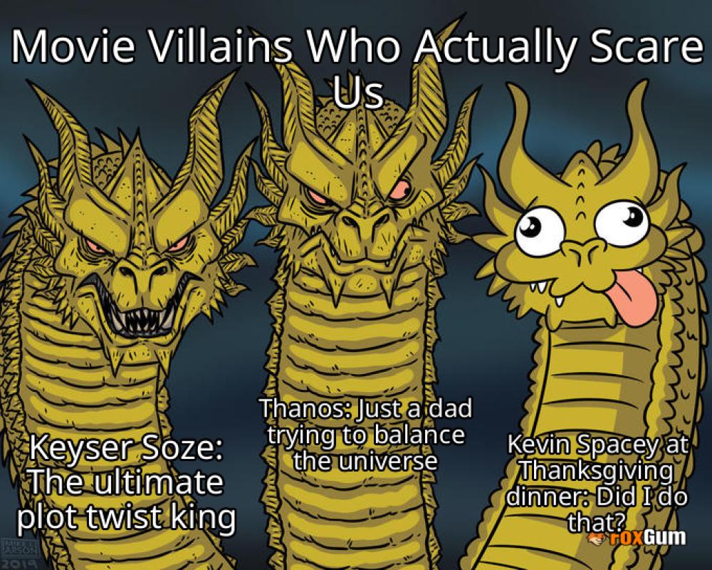 meme about Keyser Soze, movie villain, The Usual Suspects, Kevin Spacey