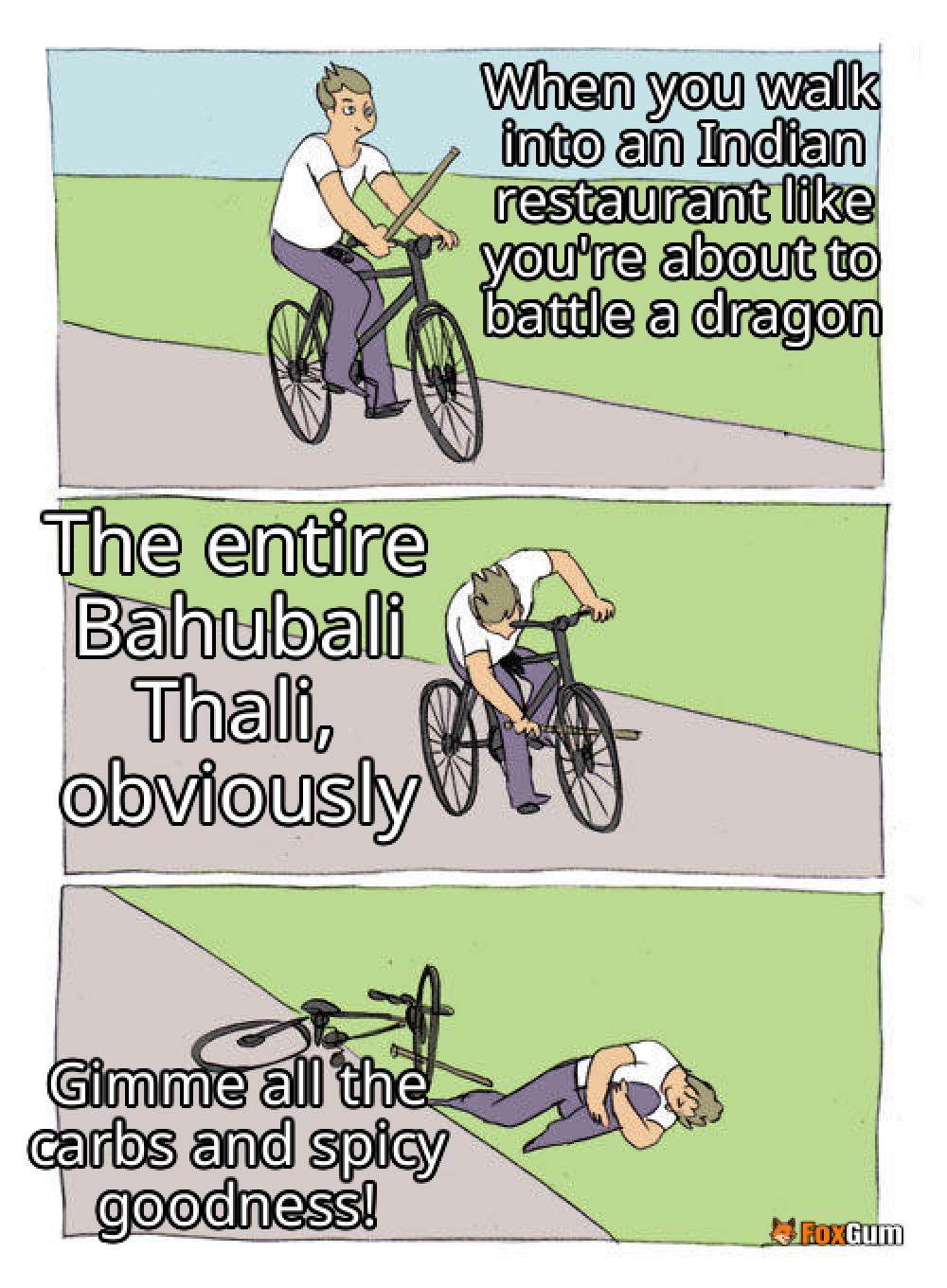 meme about food, Indian cuisine, Bahubali, thali