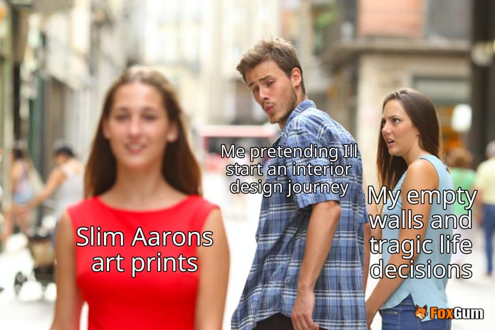 meme about photography, decor, art prints, Slim Aarons