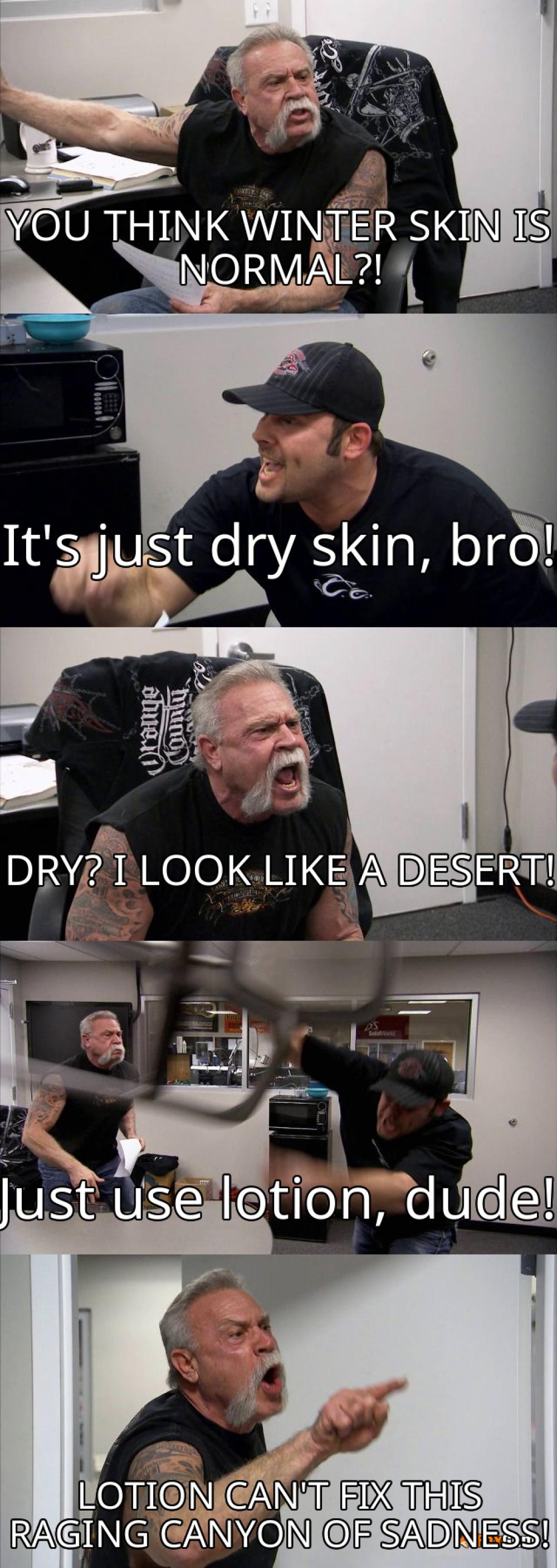 meme about vegan, moisturizing, body wash, winter skin