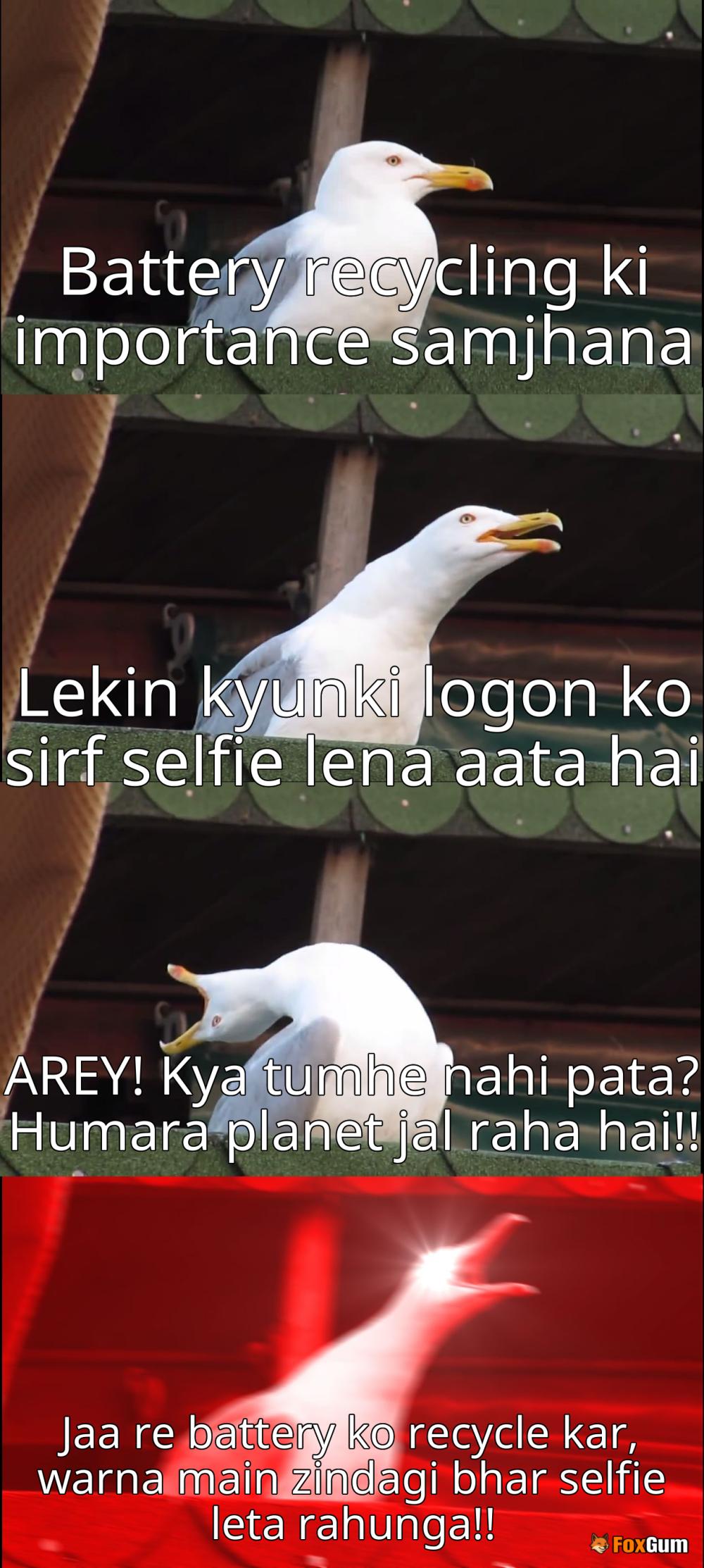 meme about waste management, eco-friendly, battery recycling, sustainable future