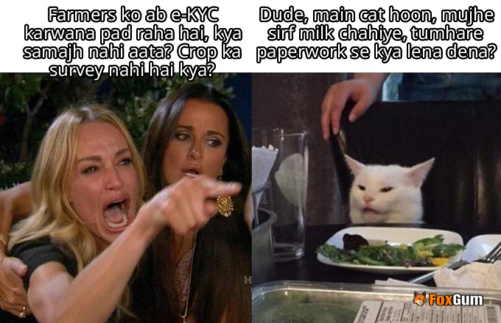 meme about agriculture, ekyc, farmer registry, crop survey
