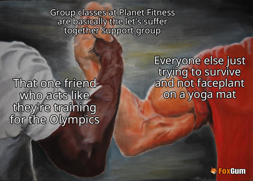 meme about group classes, Planet Fitness, small group training, workout experience