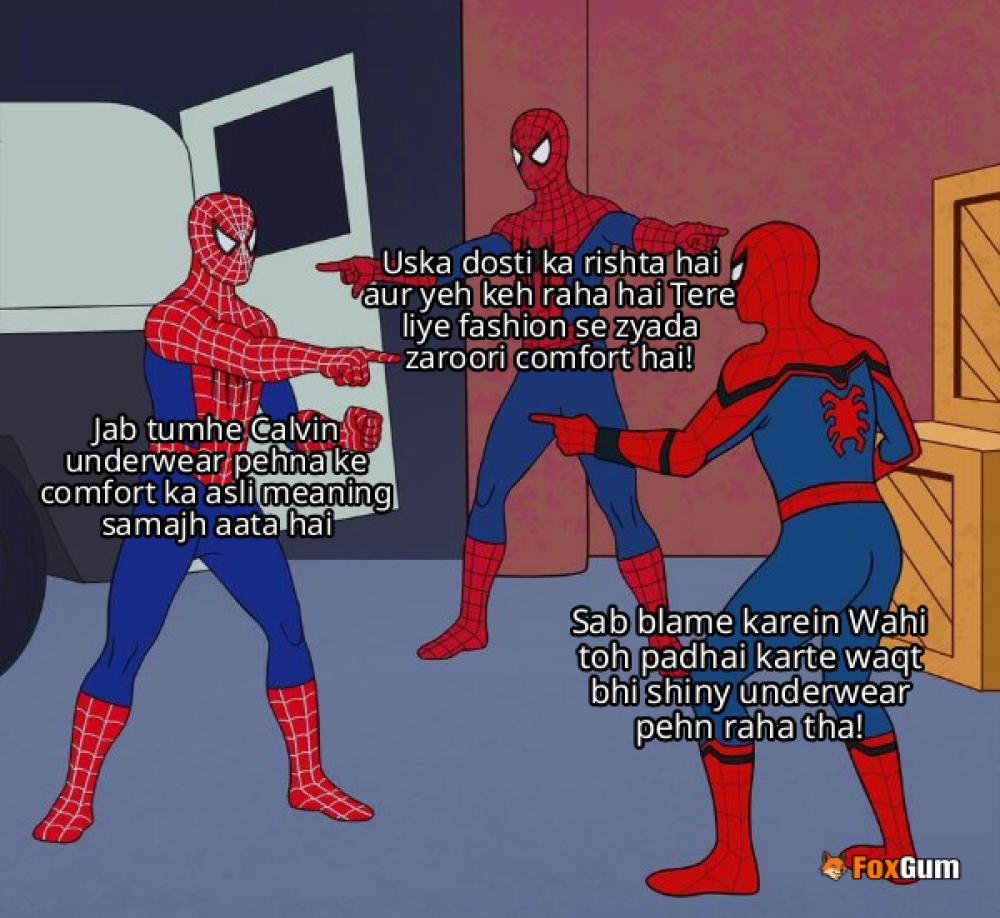 meme about comfort, fashion, Calvin Klein, designer underwear
