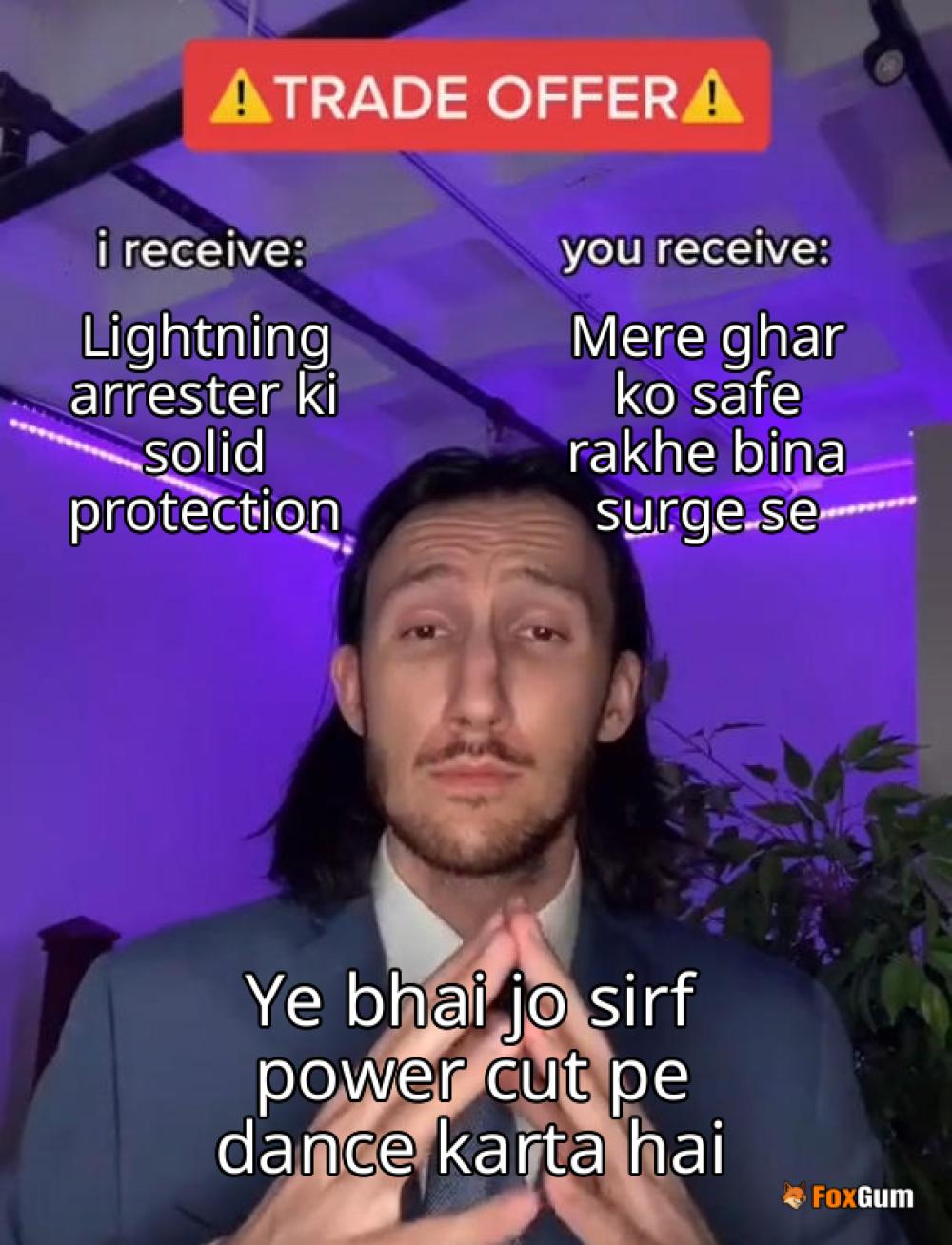 meme about lightning arrester, electrical safety, surge protection, heavy-duty models