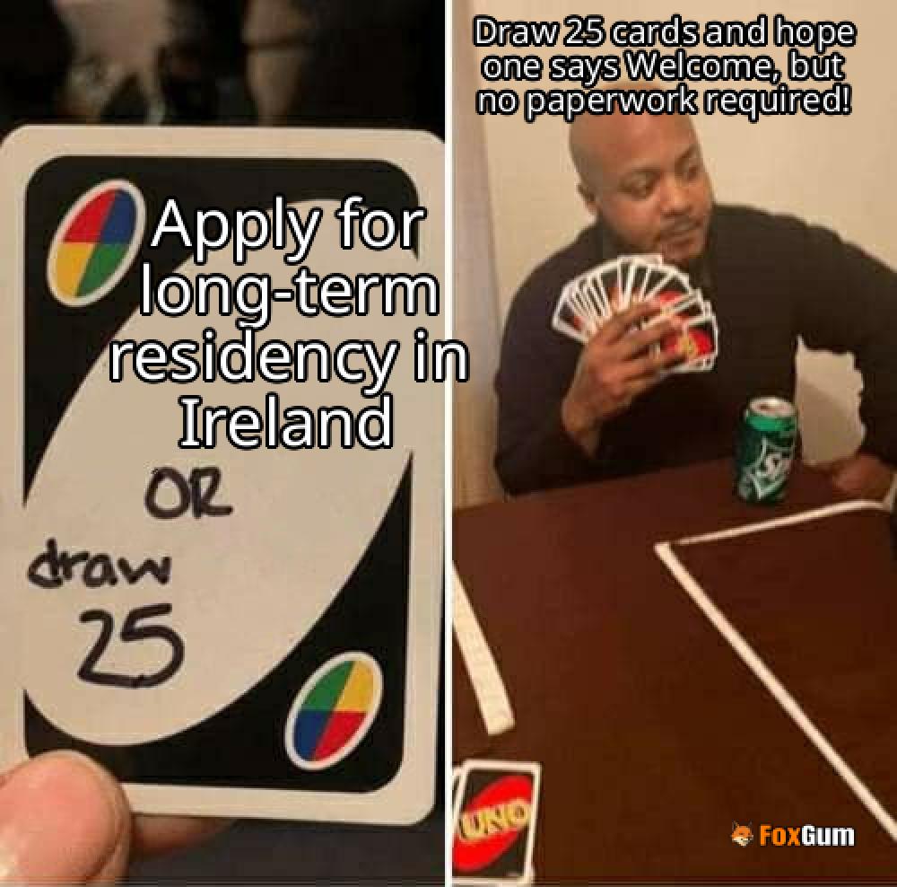 meme about Ireland, long-term residency, Stamp 4, Employment Permit