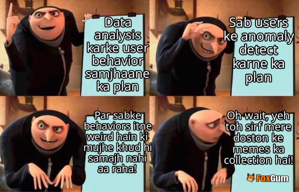 meme about data analysis, anomaly detection, social networks, user behavior