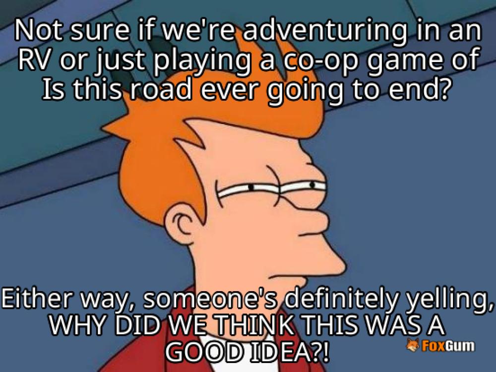 meme about adventure, gaming, RV, co-op