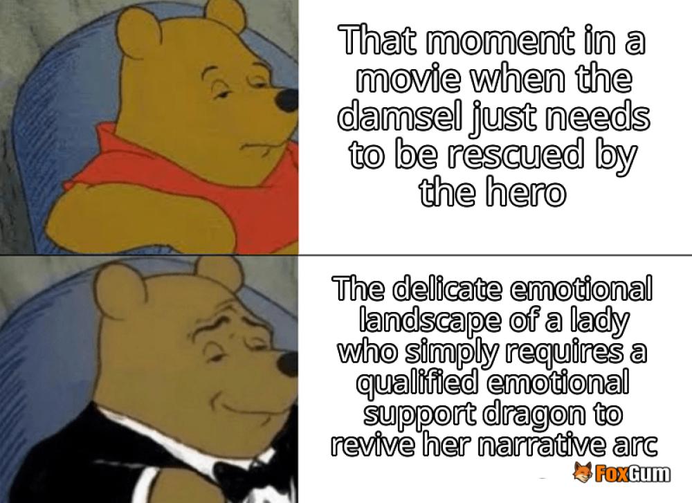 meme about rescue, narrative, damsel, distress