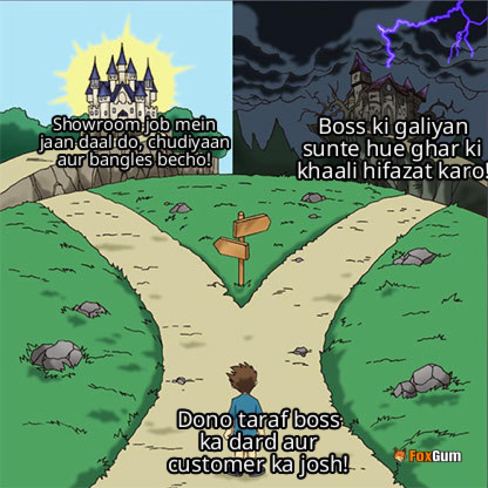 meme about career opportunities, showroom jobs, Haldwani, female employment