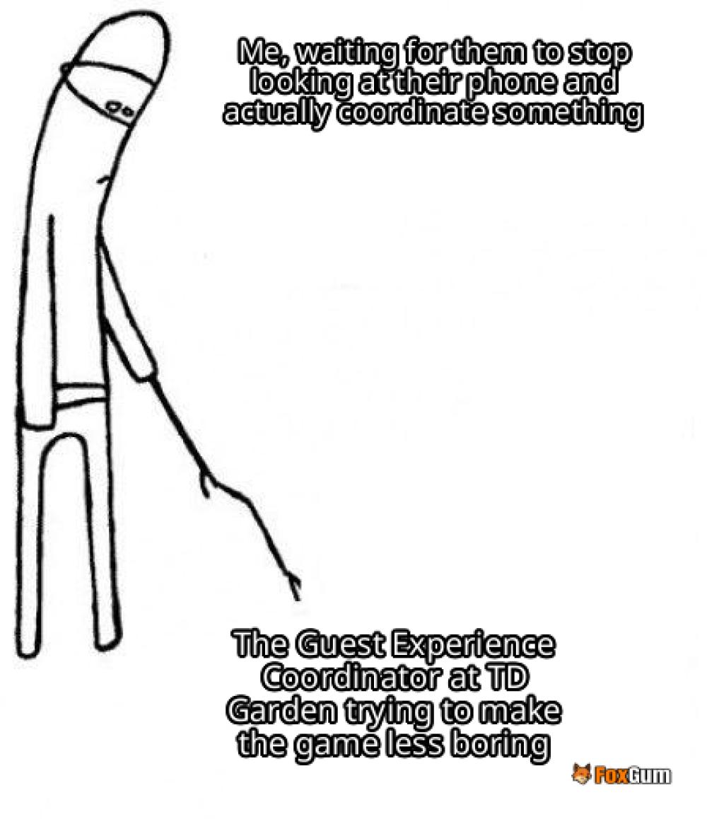 meme about sports, coordinator, guest experience, TD Garden