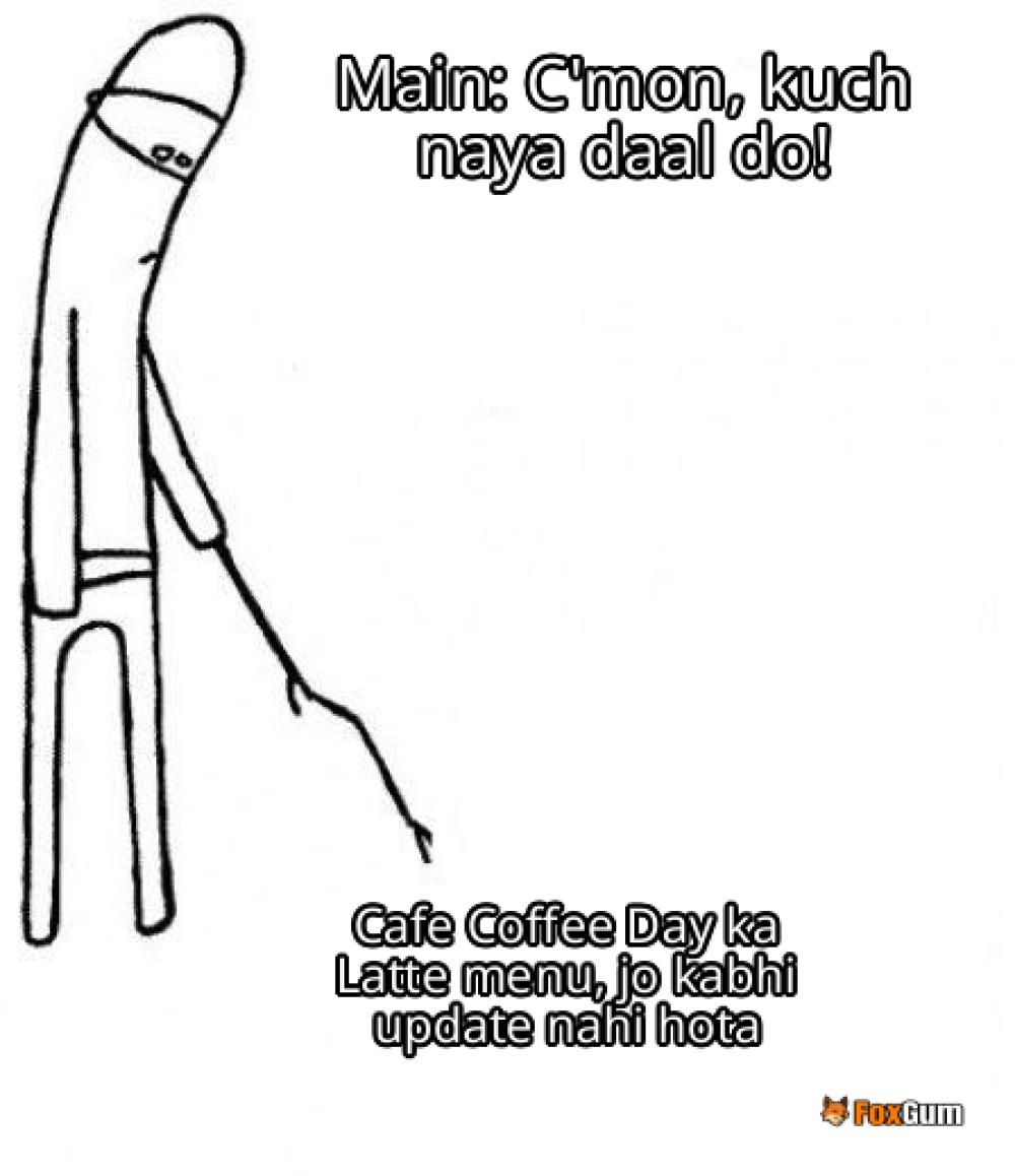 meme about Cafe Coffee Day, coffee chain, V. G. Siddhartha, Indian cafes