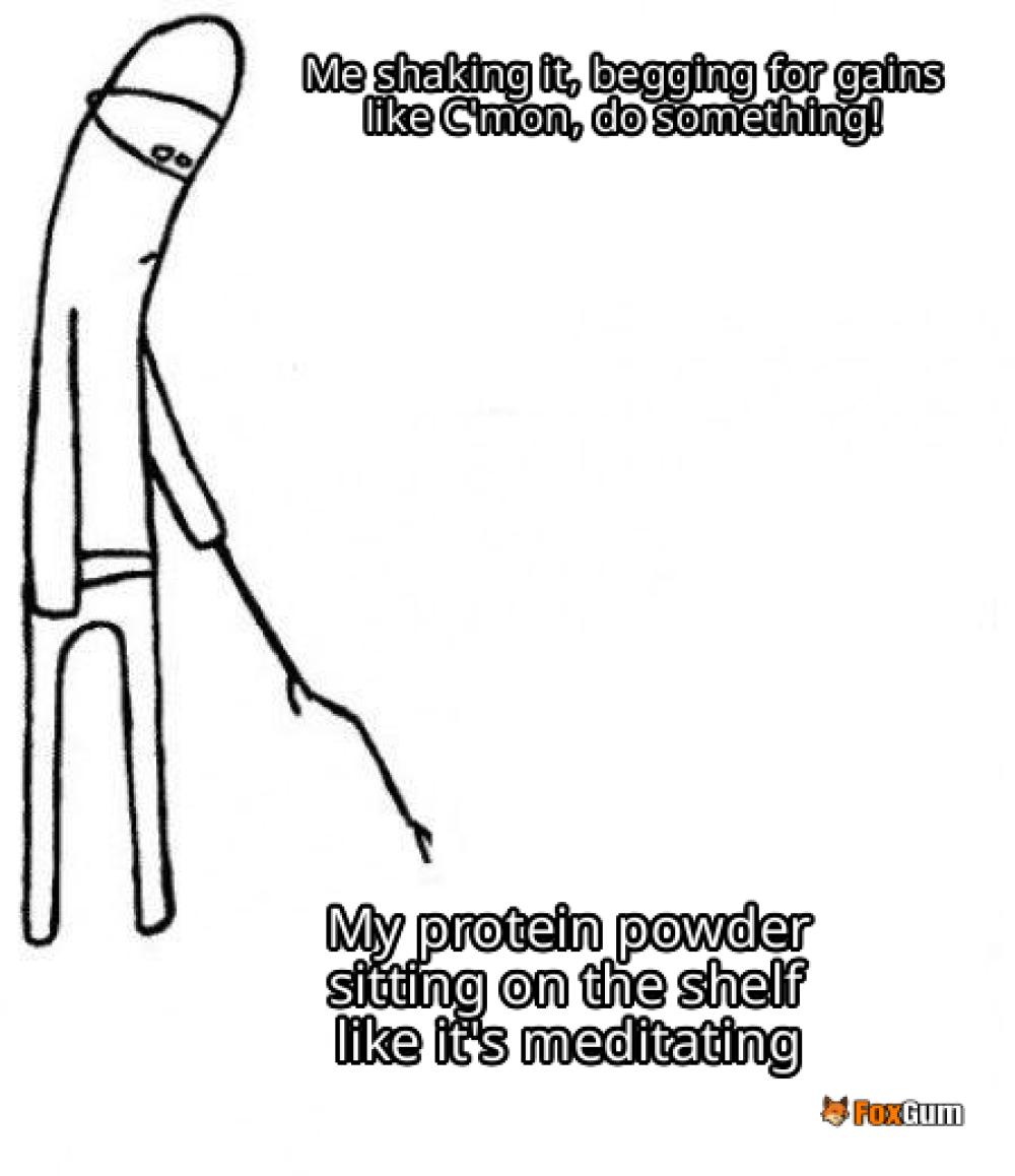 meme about fitness, muscle gain, protein powder, mass gainers