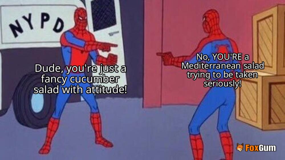 meme about vegetables, Mediterranean, salad, feta